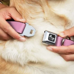 Dog Bone Seatbelt Buckle Collar - Baby Pink
