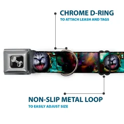 Dog Bone Seatbelt Buckle Collar - Astronaut Cat in Space