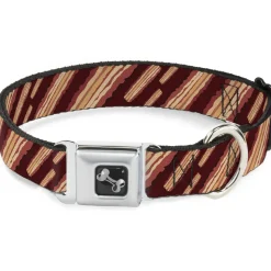 Dog Bone Seatbelt Buckle Collar - Bacon Slices Maroon