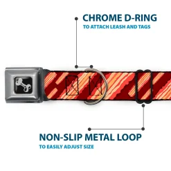 Dog Bone Seatbelt Buckle Collar - Bacon Slices Maroon