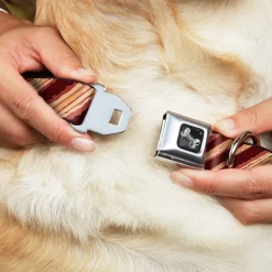 Dog Bone Seatbelt Buckle Collar - Bacon Slices Maroon