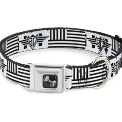 Dog Bone Seatbelt Buckle Collar - BD Logo/American Stripe Flag White/Black