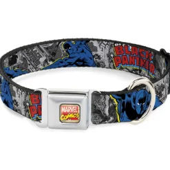 Dog Collar AVA - MARVEL COMICS LOGO FULL COLOR - CLASSIC BLACK PANTHER ACTION POSES/STACKED COMICS