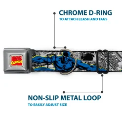 Dog Collar AVA - MARVEL COMICS LOGO FULL COLOR - CLASSIC BLACK PANTHER ACTION POSES/STACKED COMICS