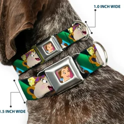 Dog Collar DYEL-Surprised Belle Full Color Pink - Beauty & the Beast Be Our Guest Scenes