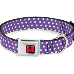 Dog Collar DYYR-Minnie Mouse Bow Full Color Black/Red - Minnie Mouse Ears Monogram/Dots Purple/White