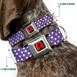 Dog Collar DYYR-Minnie Mouse Bow Full Color Black/Red - Minnie Mouse Ears Monogram/Dots Purple/White