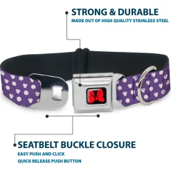 Dog Collar DYYR-Minnie Mouse Bow Full Color Black/Red - Minnie Mouse Ears Monogram/Dots Purple/White