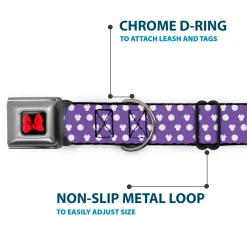 Dog Collar DYYR-Minnie Mouse Bow Full Color Black/Red - Minnie Mouse Ears Monogram/Dots Purple/White
