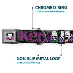 Dog Collar JKA-Joker Face - Joker Face/Logo/Spades Black/Green/Purple