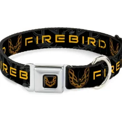 Dog Collar POG-Pontiac Firebird Logo Full Color Black/Golds - Pontiac FIREBIRD/Logo Black/Grays/Golds