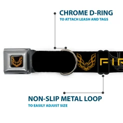 Dog Collar POG-Pontiac Firebird Logo Full Color Black/Golds - Pontiac FIREBIRD/Logo Black/Grays/Golds