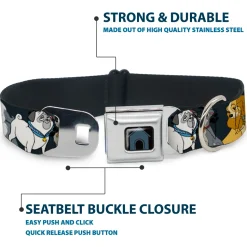 Dog House Full Color Black/Gray Seatbelt Buckle Collar - Disney Dogs 6-Dog Group Collage/Paws Gray/Black