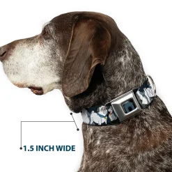 Dog House Full Color Black/Gray Seatbelt Buckle Collar - Disney Dogs 6-Dog Group Collage/Paws Gray/Black