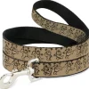 Dog Leash - Dancing Bears Tan/Black
