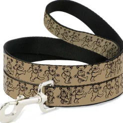 Dog Leash - Dancing Bears Tan/Black