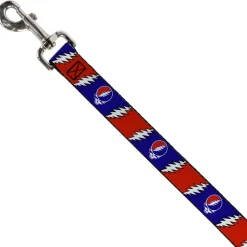 Dog Leash - Steal Your Face w/Lightning Bolt Repeat Red/White/Blue