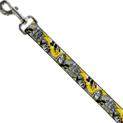 Dog Leash - Teenage Mutant Ninja Turtles Shredder Pose and Icons Grays/Yellow