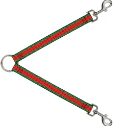 Dog Leash Splitter - Holiday Trim Stripe Green/Red