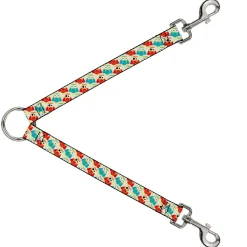 Dog Leash Splitter - Owl Eyes Yellow/Reds/Blues