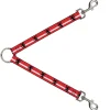 Dog Leash Splitter - Rampant Lion Repeat/Stripes Red/White/Black