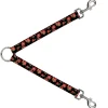 Dog Leash Splitter - Red Roses Scattered Black