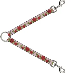 Dog Leash Splitter - Rose Trio/Leaves Pink