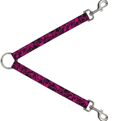 Dog Leash Splitter - Safety Pins Black/Fuchsia