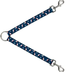 Dog Leash Splitter - Sailboat Anchor Helm Scattered Navy White Red