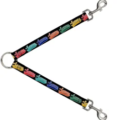 Dog Leash Splitter - SAUCE Baseball Script Black/Multi Color