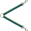 Dog Leash Splitter - Scribble Stripes Blue/Green/White