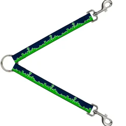 Dog Leash Splitter - Seattle Skyline Navy/Lime Green