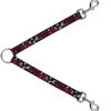 Dog Leash Splitter - Sketch Stars w/Checkers Black/Fuchsia/White