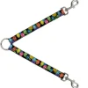 Dog Leash Splitter - Skulls & Flowers Black/Multi Color