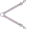 Dog Leash Splitter - Skull & Fleur-de-Lis White/Multi Color