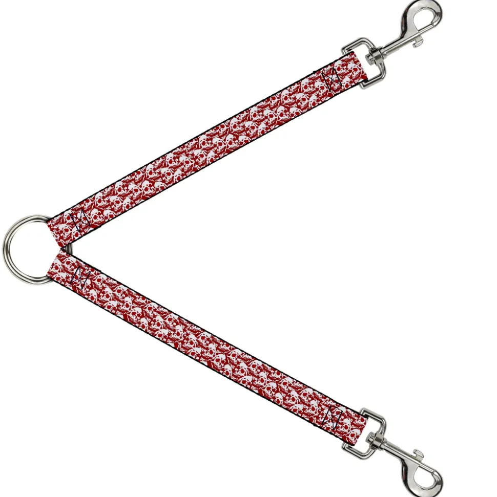 Dog Leash Splitter - Skull Yard Red/White