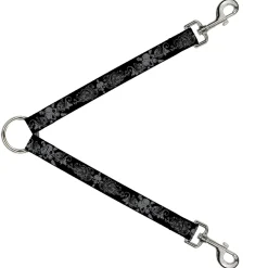 Dog Leash Splitter - Skull & Dagger w/Filigree Black/Gray