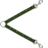 Dog Leash Splitter - Skulls & Stars Black/Green/Yellow