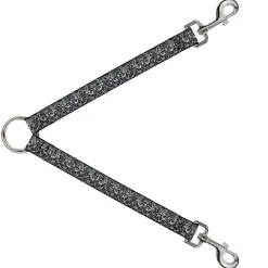 Dog Leash Splitter - Sleeve Skulls Black/Gray