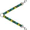 Dog Leash Splitter - Smiley Faces Melted Stacked Black Multi Neon