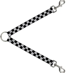 Dog Leash Splitter - Smiley Sad Face Checker Black/White