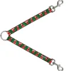 Dog Leash Splitter - Snowy Holly Stripe Reds White Greens