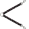 Dog Leash Splitter - Staggered Sugar Skulls Black/Pink/White