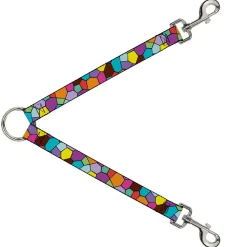 Dog Leash Splitter - Stained Glass Mosaic2 Multi Color/Navy