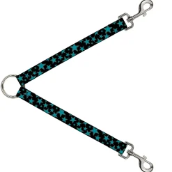 Dog Leash Splitter - Stars/Multi Stars Black/Turquoise