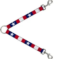 Dog Leash Splitter - Stars & Stripes Ribbon Red/Blue/White