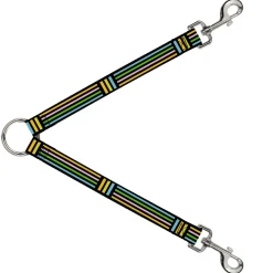 Dog Leash Splitter - Stripe Blocks Black/Multi Pastel