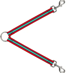 Dog Leash Splitter - Stripes Red/Blue/Green