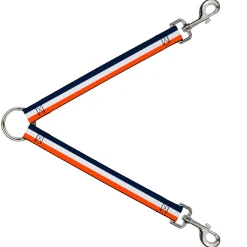 Dog Leash Splitter - Stripe Navy/White/Orange