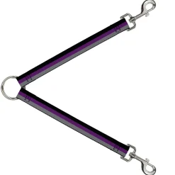 Dog Leash Splitter - Stripes Black/Purple/Gray